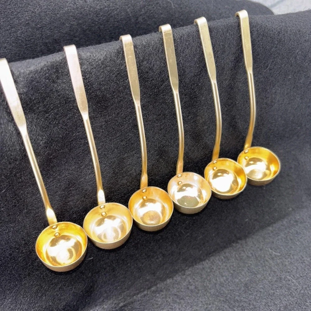 Vintage Chadwick Miller Co. Mini Gold Tone Aluminum Ladles Made In Japan 6pc